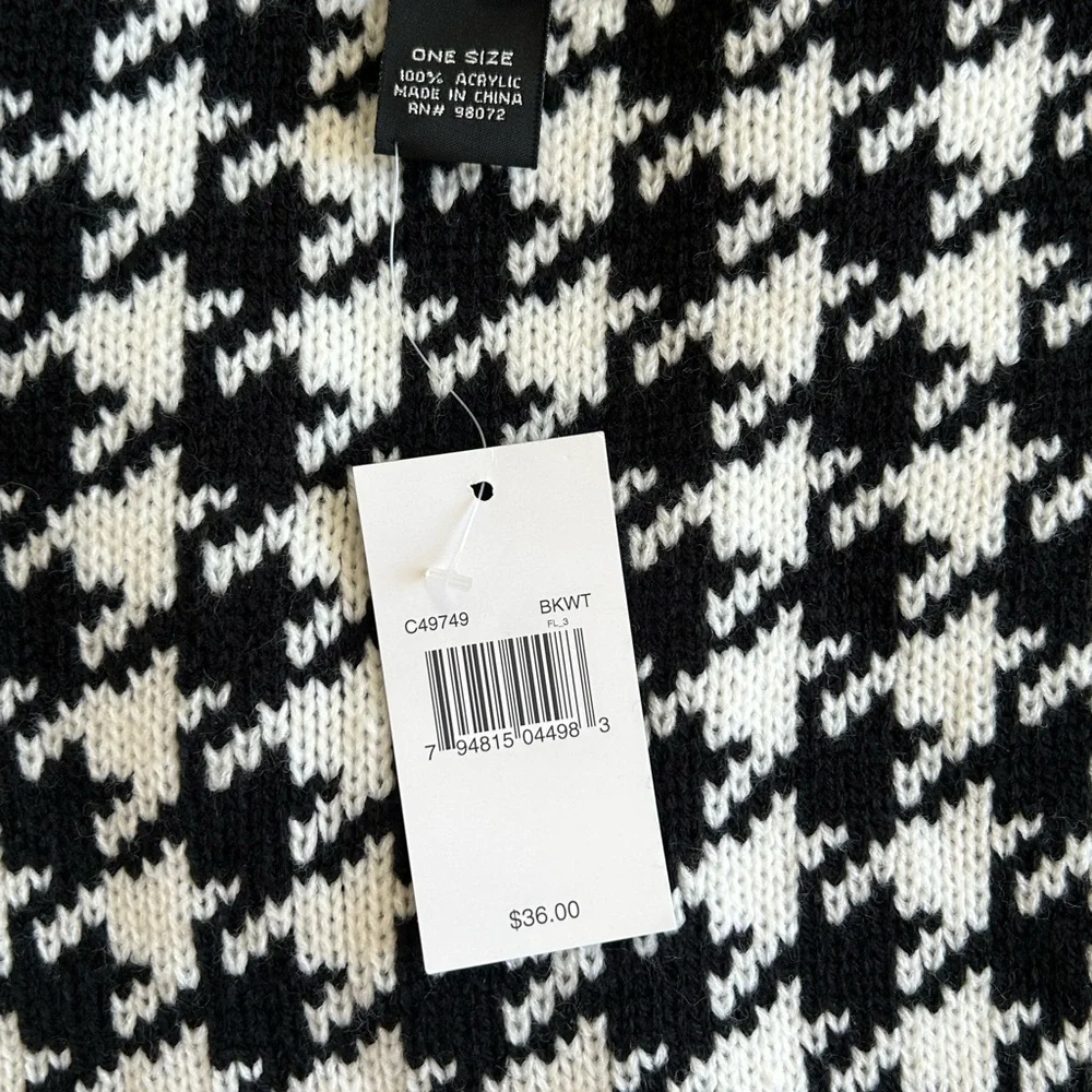 Cejon Houndstooth Infinity Scarf Black White Classic Traditional Staple Timeless